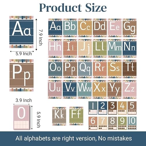 37 Pcs Boho Bulletin Board ABC Posters and 0-10 Number Cards Cursive Letters Alphabet for Classroom Wall Number Line for Classroom Decor School Elementary Teacher Supplies (Boho ABC) thumbnail 2