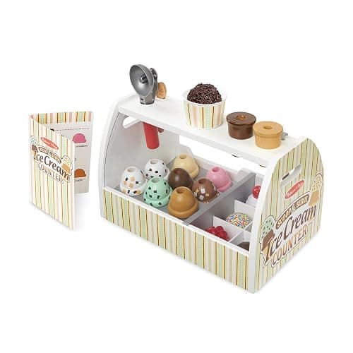 Melissa & Doug Wooden Scoop & Serve Ice Cream Counter, Pretend Play Store, 28 Toy Food & Play Kitchen Accessories, Preschool Toys for Girls & Boys 3+ thumbnail 10