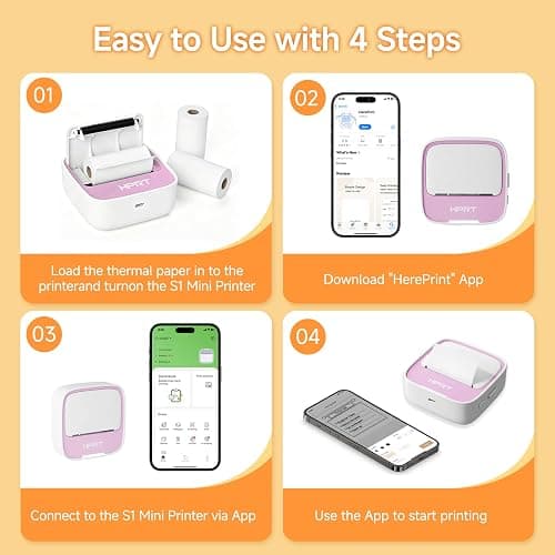 HPRT Sticker Printer, S1 Mini Portable Thermal Inkless Label Printer Pink | Sticker Maker with Bluetooth Stable Connection & for Notes, Journal, Home, Office, Kids, DIY Free App with Multiple Templates thumbnail 8