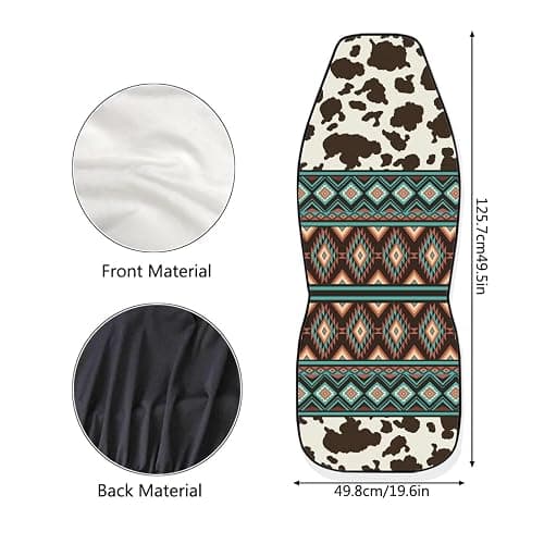 Dreaweet Aztec Seat Covers for Cars SUV Trucks,Brown Cow Print Car Seat Covers Vehicle Seat Protector Set of 2,Cute Cow Print Car Accessories for Women Interior thumbnail 5