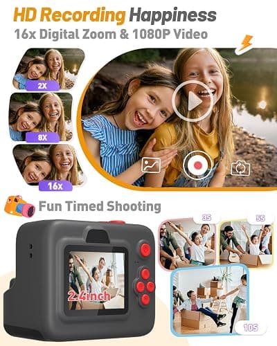 Yehtta Kids Camera Instant Print, Christmas Birthday Gifts for 3-12 Year Old Boys Girls, 2.4in Screen 1080P Kids Digital Camera Toys for Kids Age 3 4 5 6 7 8 9 10 with 3 Rolls Print Paper 32G Card thumbnail 3