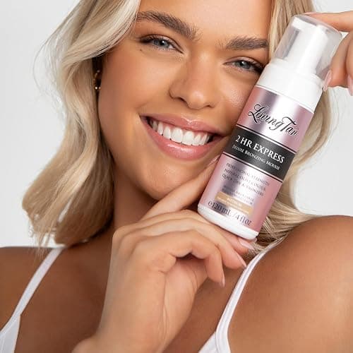 Loving Tan 2 HR Express Self Tanning Mousse, Medium - Streak Free, Natural, Professional Quality - 5+ Sunless Self Tanner Applications per Bottle, Cruelty Free, Naturally Derived DHA - 4 FL Oz thumbnail 2