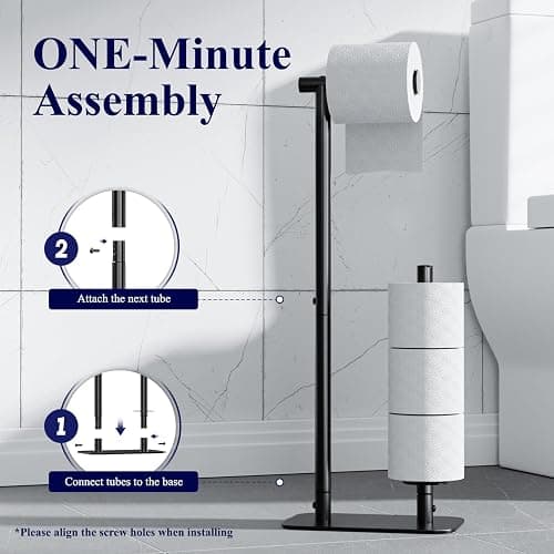 Kitsure Toilet Paper Holder Free Standing - Large Capacity Toilet Paper Holder for 4 Rolls, Rustproof Toilet Paper Stand with Non-Slip Stable Base, Black, Medium thumbnail 3