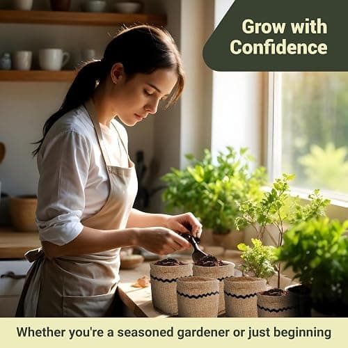 10 Herb Garden Planter Indoor Kit, 44pcs Complete Kitchen Herb Starter Set Including Burlap Pots, Markers, Soil Discs, Gardening Tools, Unique Easter/Birthday/Christmas Gift Ideas for Women, Mom thumbnail 6