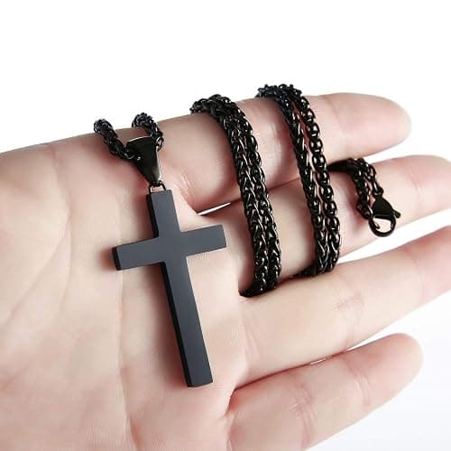 P. BLAKE Stainless Steel Cross Pendant Necklace for Men Boys, Christian Cross Pendant with 16-24 Inches Chain Cross Necklace Jewelry Gifts thumbnail 4