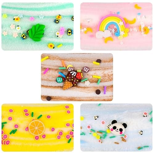 Cloud Slime Kit 5 Pack, With Ice Cream, Lemon, Rainbow, Panda, Mint Leaf Cute Charms, Soft and Mild, Stress Relief slimes Toy for Kids, Slime Party Favor For Girls and Boys thumbnail 7