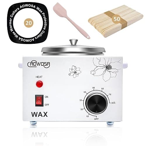 Professional Waxing Kit Wax Warmer Single Pot Wax Heater Machine for Hair Removal, Large Waxing Pot with Non-Stick Easy Clean Pot, 50 Sticks & 20 Collar, for Spa Salon Beauty Esthetician Home(White) - Image 1