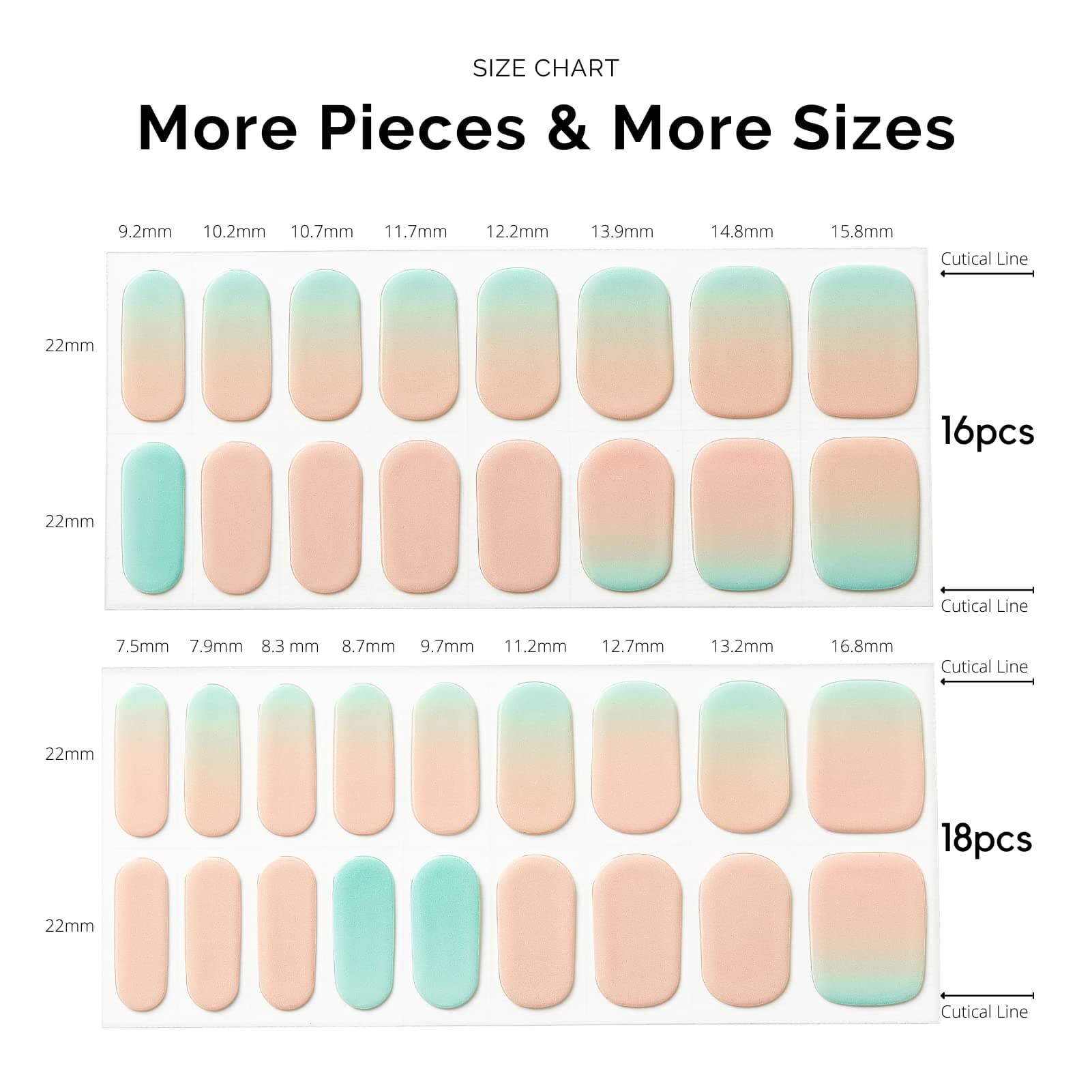 NAILOG Semi Cured Gel Nail Strips, 34 pcs Salon-Quality Nail Stickers, Long Lasting Nail Wraps for Women with Soft Gel Finish | Blue Gradient thumbnail 4