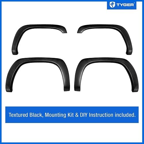 Tyger Auto Fender Flare Compatible with 1999-2006 Chevy Silverado GMC Sierra 1500 2500 3500HD; 2007 Classic Fleetside, Fine-Textured Black Paintable Factory Style 4pc | TG-FF6C4218 thumbnail 2
