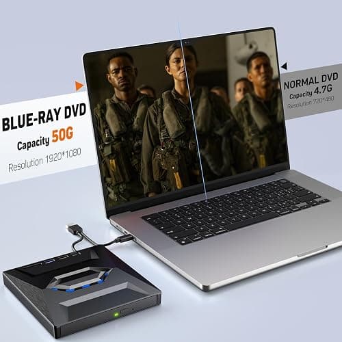 External Blu Ray Drive,Portable Bluray Player Writer Reader,CD Burner with USB 3.0 typc C Port& SD Card,DVD & CD-ROM +/-RW,External Blu-Ray Drives for PC Laptop Desktop Windows Mac Linux Computer thumbnail 3