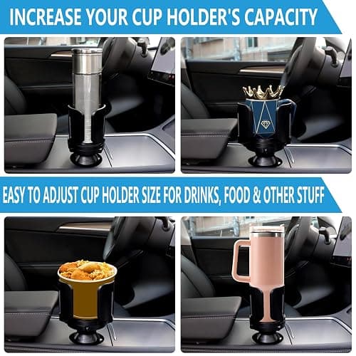 Cup Holder Expander for Car with Adjustable Holder & Base, Compatible with 10 to 64 oz Yeti Ramblers, Stanley, Hydro Flask, Nalgene, Hold 2.9" to 5.5" Large Bottles Mugs Food Drink, Car Cup Holder thumbnail 5