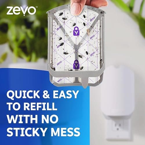 Zevo Flying Insect Trap & Cartridge - Plug in Fly Trap & Indoor Bug Catcher for Gnats, House & Fruit Flies - Mess-Free - Use in Any Room - Uses Blue & UV Light (1 Plug in Device & 1 Cartridge) thumbnail 8
