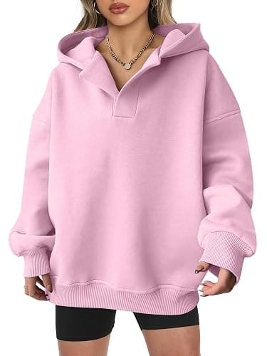 ANRABESS Womens Oversized Hoodies V Neck Sweatshirts Fleece Long Sleeve Pullover Y2K Clothes 2025 Fall Trendy Outfits - Image 1