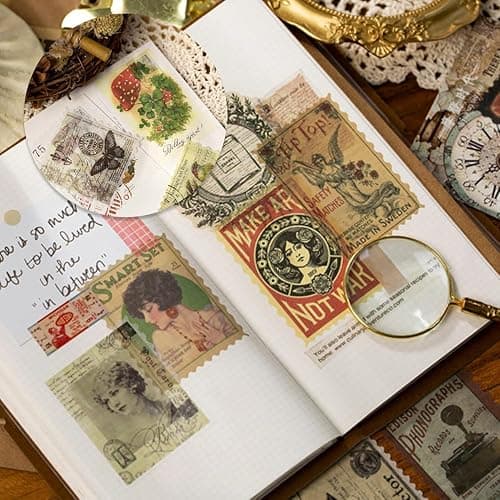 240pcs Vintage Postage Stamp Stickers, Aesthetic Botanical Deco Paper Sticker for Scrapbooking, Journaling Supplies, Planners, Kid DIY Art Crafts, Bullet Journal thumbnail 2