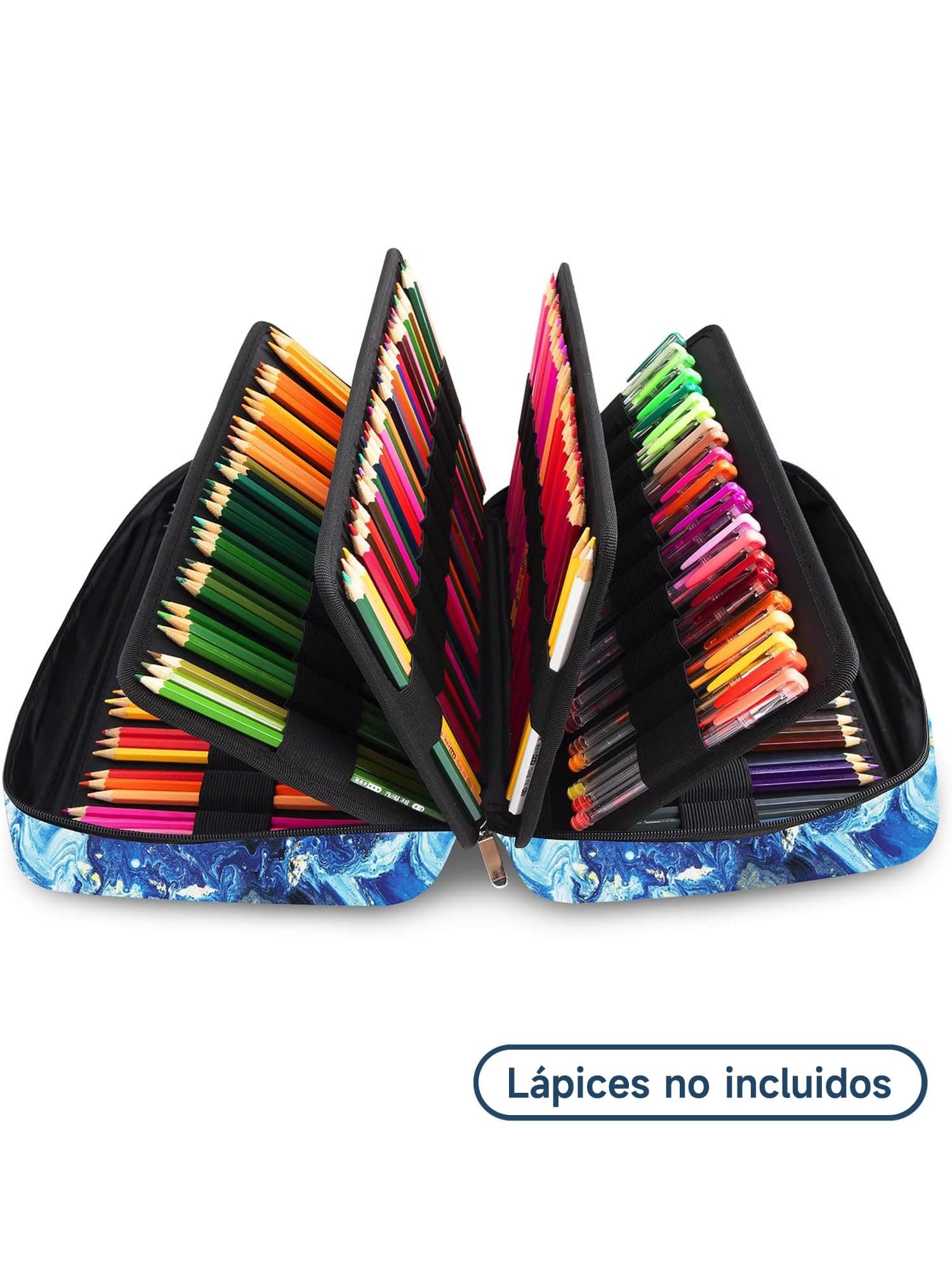 YOUSHARES Estuche para lapices 300 ranuras, Estuche de tela Oxford con cierre, guarda 300 lapices de colores o 200 boligrafos de gel para lapices Prismacolor y boligrafos de gel (Azul Quicksand) thumbnail 3