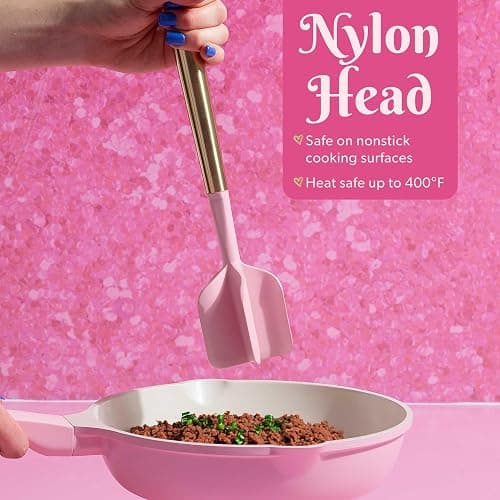 Paris Hilton Meat Chopper with Pink Jewel Shaped Handle, Heat-Resistant up to 400°F, Dishwasher Safe Kitchen Tools and Utensil, Pink and Gold thumbnail 4