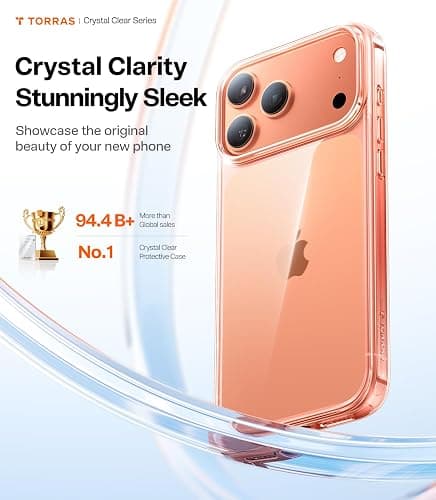 TORRAS for iPhone 17 Pro Max Case Crystal Clear, [Anti-Yellowing][Military-Grade Protection], Ultra Slim Transparent Anti-Scratch Back, Soft Bumper, Non-Slip 17 Pro Max Phone Case, Clear 6.9" thumbnail 2