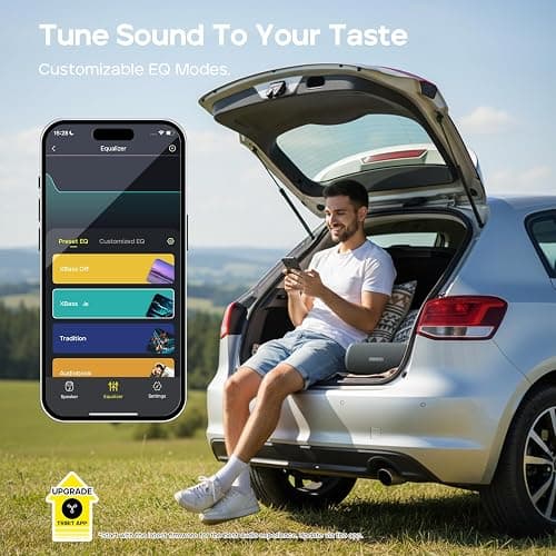 Tribit StormBox Lava Bluetooth Speaker, 80W Loud Sound, 24H Playtime, Black | IP67 Waterproof, BT5.4, XBass, Custom EQ, TWS Pairing, Portable, Wireless, Built-in Mic, Party, Home, Outdoor, Camping, Beach thumbnail 7