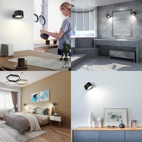 Coollamp LED Indoor Wall Lamp, Bedroom Wall Light with Warm/Natural/White Light, 3 Brightness Levels, Rechargeable Battery, Touch Control, 360 ° Rotate, Wall Lamp for Living Room Corridor Stairs thumbnail 4