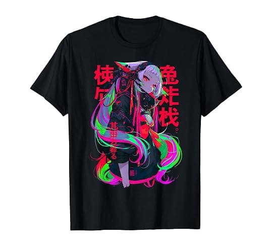 Anime Manga Cyberpunk Aesthetic Techwear Harajuku Kitsune T-Shirt - Image 1