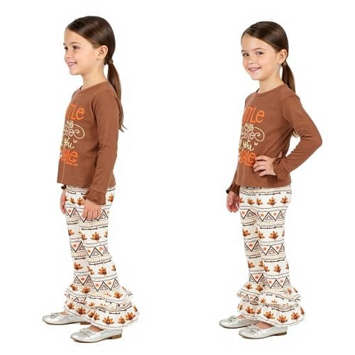 Unique Baby 2 Piece Girls Double Ruffle Leggings and Long Sleeve Shirt Clothes Set Kid and Toddler Girl Outfit thumbnail 4