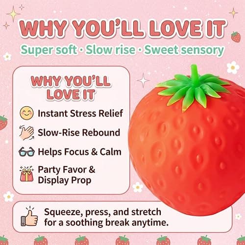 Giant Strawberry Squishy Big Strawberry Squishies Fruit Stress Ball Toys Large Slow Rise Squeeze Huge Rebound Cute Rising Strawberries Model Simulation Fidget Toys Party Favor (Small 3.15in 1pcs) thumbnail 3