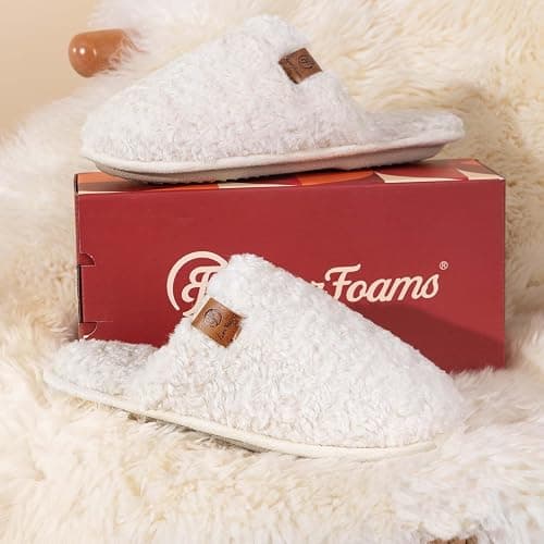 EverFoams Women's Fuzzy Slip-on Slippers Warm Cozy Soft Lightweight Memory Foam Indoor House Shoes thumbnail 7