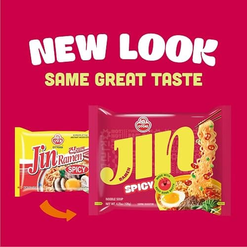 OTOKI Jin Ramen (SPICY), BTS Jin & JIN RAMEN edition without BTS Jin Sticker, Authentic Korean Instant Noodles, Rich and Savory Beef Broth, Quick and Easy Meal 4.23 oz x 18 Pack (1 Box) (PACK OF 18, SPICY) thumbnail 6