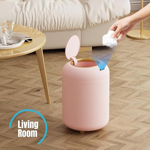 stonespace Automatic Bathroom Trash Cans Touchless, Pink Motion Sensor Trash Can with Lid, Pink Room Decor for Bedroom, Kids Room, Bathroom, Living Room, Office, 3 Gallon Cute Trash Can thumbnail 2