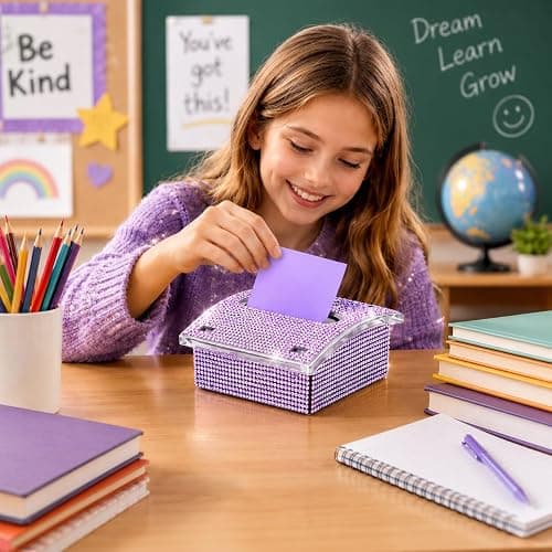 Rhinestone Sticky Note Holder for Desk, 4x4 Inch, with 100 Sheet Notepad | Bling Note Dispenser Office Desk Accessories Pop Up Note Holder for Cute Office Desk Accessories Women Coworker Gifts, Purple thumbnail 2