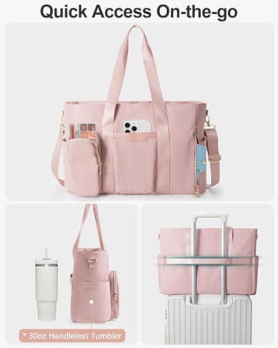 Marscamd Teacher Tote Bag for Work with 10 Pockets, 15.6" Laptop Water-Resistant Bag with Crossbody Strap for Women, College thumbnail 5