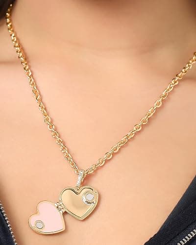 Juicy Couture Logo Heart Necklaces for Women 16-28"+2", Gold-Tone Heart Pendant Necklace, Juicy Gifts thumbnail 4