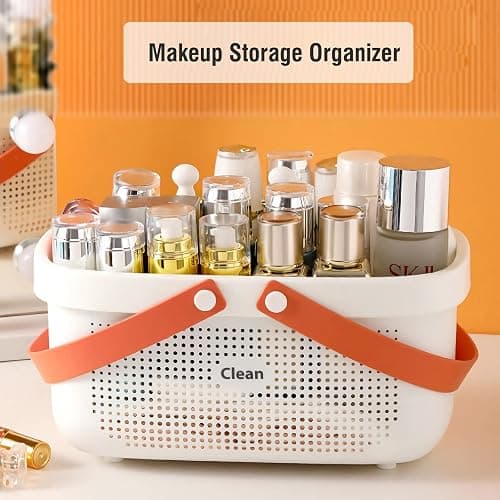 Laigoo Large Portable Shower Caddy Basket, Plastic Storage Basket with Handles Storage Bins Shower Storage Organizer for Bathroom, College Dorm, Kitchen, Bedroom, Gym - Orange thumbnail 9