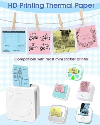 12 Rolls Mini Thermal Printer Sticker Paper Self-Adhesive, Notebuddy Mini Printer Sticker Maker Paper for Kids Instant Camera Refill and Study Notes, Photo, DIY, Scrapbooking 57x25mm, Colorful thumbnail 3