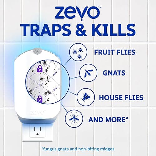 Zevo Flying Insect Trap Refill Cartridges for Fruit Flies & Gnats, 4 Count | Fits Zevo MAX & Zevo Flying Insect Trap, Catches House Flies, Gnats & Fruit Flies 24/7, No Added Fragrance or Dyes thumbnail 6