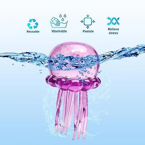 Jellyfish Squishy,Jellyfish Design Squeeze Stress Ball,Drop Malt Sugar Balls for Anxiety Stress,Sensory Toy with a Super Solid Squish for Adult (Blue) thumbnail 4