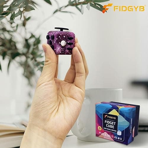 FIDGYB Cube Fidget Stress Relief Toy for Adults & Kids, Smooth, Quiet Sensory Toy for Anxiety, Focus & ADHD Idea[Starry] thumbnail 8