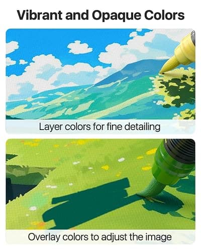 JusArt Acrylic Paint Markers Brush Tip 24 Colors, Water-Based No-Bleed Markers with Automatic Ink Control, Waterproof Acrylic Paint Pens for DIY Art & Crafts -Fabric, Rock, Wood, Glass, Ceramic, Metal thumbnail 5