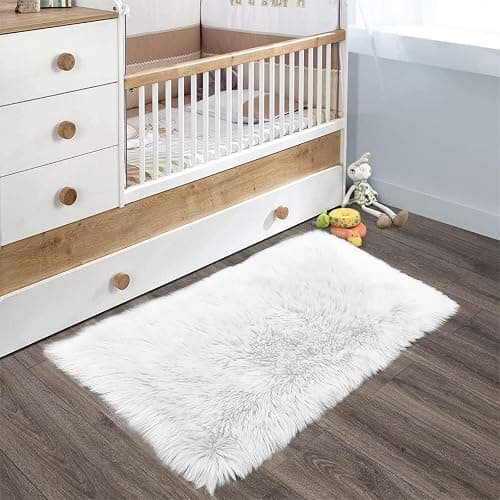 Latepis White Sheepskin Rug 2x3 Faux Fur Sheepskin Rug for Living Room Fluffy Washable Rugs for Bedroom Luxury Room Decor Furry Rugs Rectangle thumbnail 7
