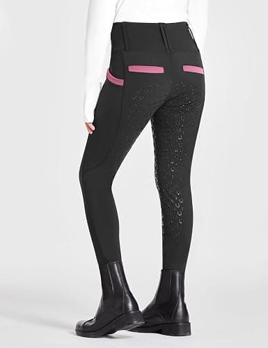 FitsT4 Sports Girls Riding Pants Full Seat High Waist Kids Equestrian Breeches Horse Schooling Tights Zipper Pockets thumbnail 2