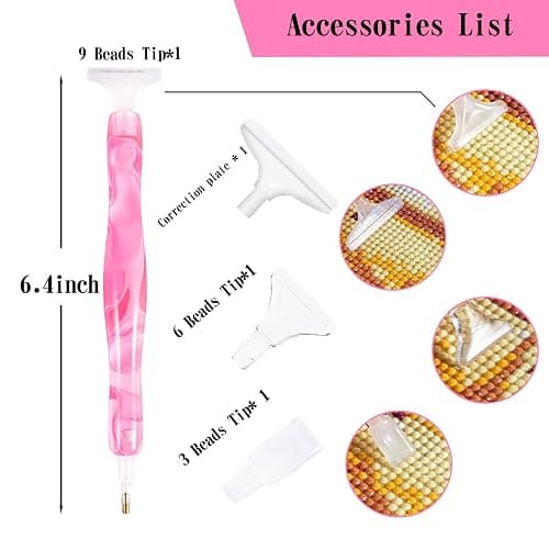 RovyFota Diamond Painting Pen, Handmade Resin Diamond Painting Pens with Glue Clay and Various Tips, More Comfortable and Faster, 5D Diamond Painting Tools for Diamond Paintings Hobby (Pink) thumbnail 2