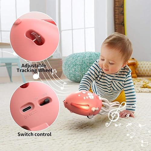 SWTOIPIG Electric Dancing Octopus Toy with Led Light and Music, Kids Electric Crawling Octopus Tummy Time Toys, Rechargeable Interactive Sensory Toys for Christmas Birthday Gift (Pink) thumbnail 6