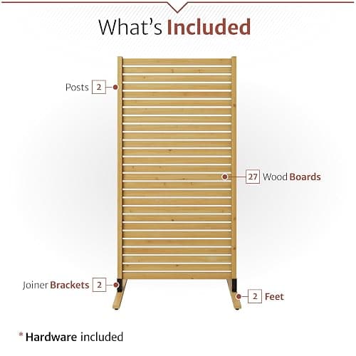 6.1ft H x 3ft W (1 Panel) Freestanding or Surface Mounted Enclo Tiaga Privacy Screen, Wood Privacy Fence Screen, Outdoor or Indoor Decorative Panel, Great for Balcony, Patio, Deck, EC18030 thumbnail 6