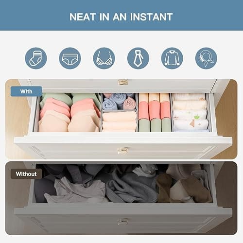 Criusia Drawer Organizer Clothes, 10 Pack Dresser Organizer for Baby Clothes, Underwear, Sock- Foldable Closet Organization and Storage Dividers Bins for Nursery, Bedroom (Grey) thumbnail 4