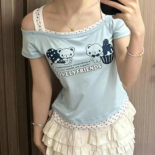 Cutecore Harajuku Y2k Baby Tee Cute Kawaii Emo Grunge Shirt Women Vintage Graphic Tees Short Sleeve Alt Tops 2000s thumbnail 7