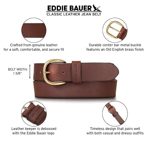 Eddie Bauer Women's Casual Leather Belts with Durable Metal Buckle thumbnail 6