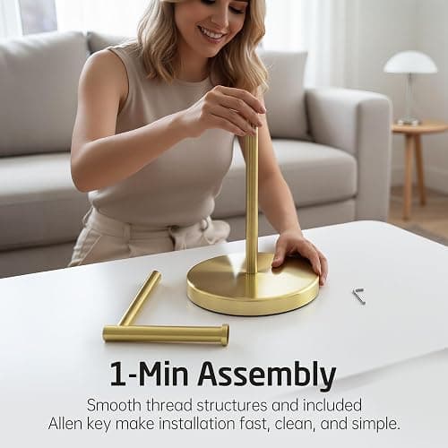 KES Gold Toilet Paper Holder Free Standing SUS 304 Stainless Steel Rustproof Pedestal Lavatory Tissue Roll Holder Floor Stand Modern Brushed Gold Finish, BPH283S1-BZ thumbnail 2