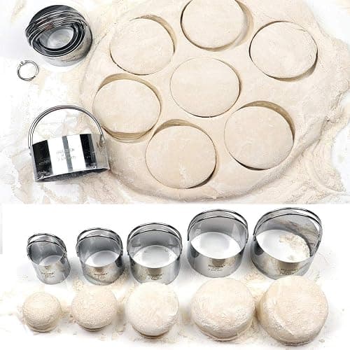 HULISEN Biscuit Cutter Set (5 Pieces/Set), Round Cookies Cutter with Handle, Professional Baking Dough Tools, Gift Package thumbnail 5