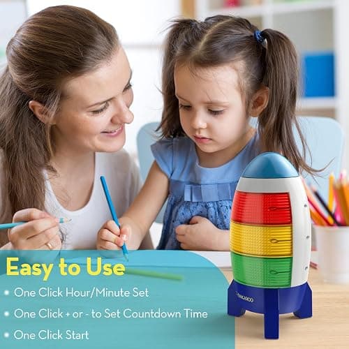 Ted Kangaroo Countdown Timer! Blast Off Visual Timer for Kids with Audio Rocket, 0-24 Hour Countdown, Memory Function, Red Yellow Green Light, Easy Setup, Battery Operated for Classroom and Home Use thumbnail 2