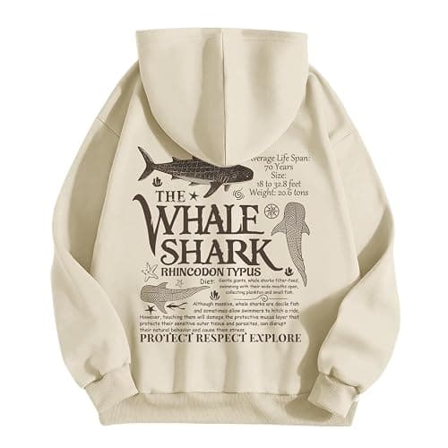 Lubpow Cute Hoodies for Women Ocean Whale Shark Hoodie Aesthetic Animal Graphic Sweatshirts Casual Fleece Pullover Tops - Image 1